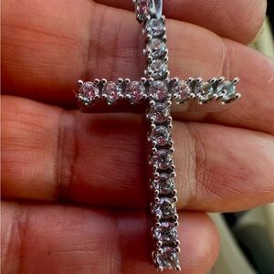 Sterling Silver Cross Pendant with Clear Stones - Women Jewelry’s